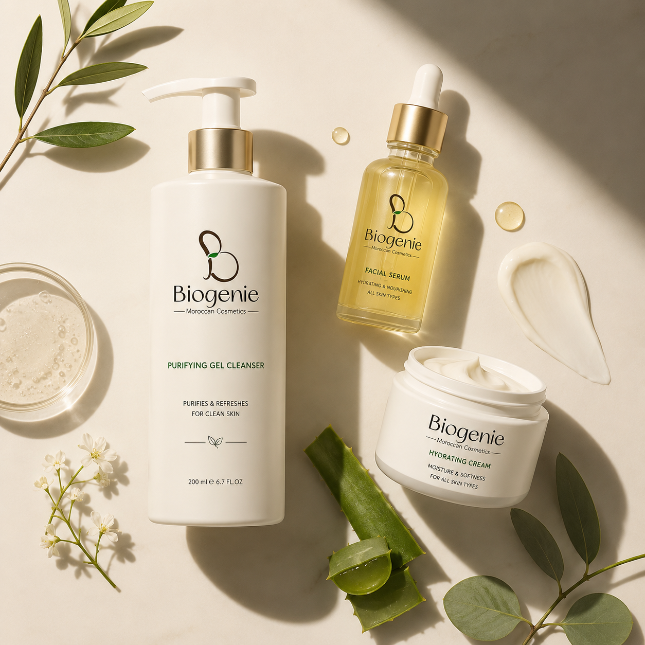 BIOGENIE – PACK ÉCLAT VISAGE (Sérum + Gel + Crème) 3 PCS